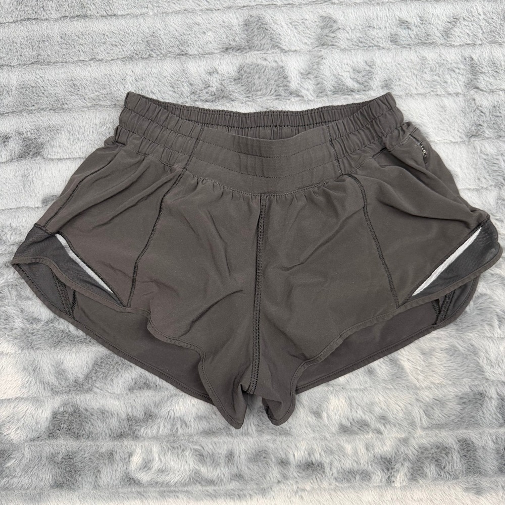 Lululemon Hotty Hot Low-Rise Lined Shorts Grey Black Running Athletic 13895